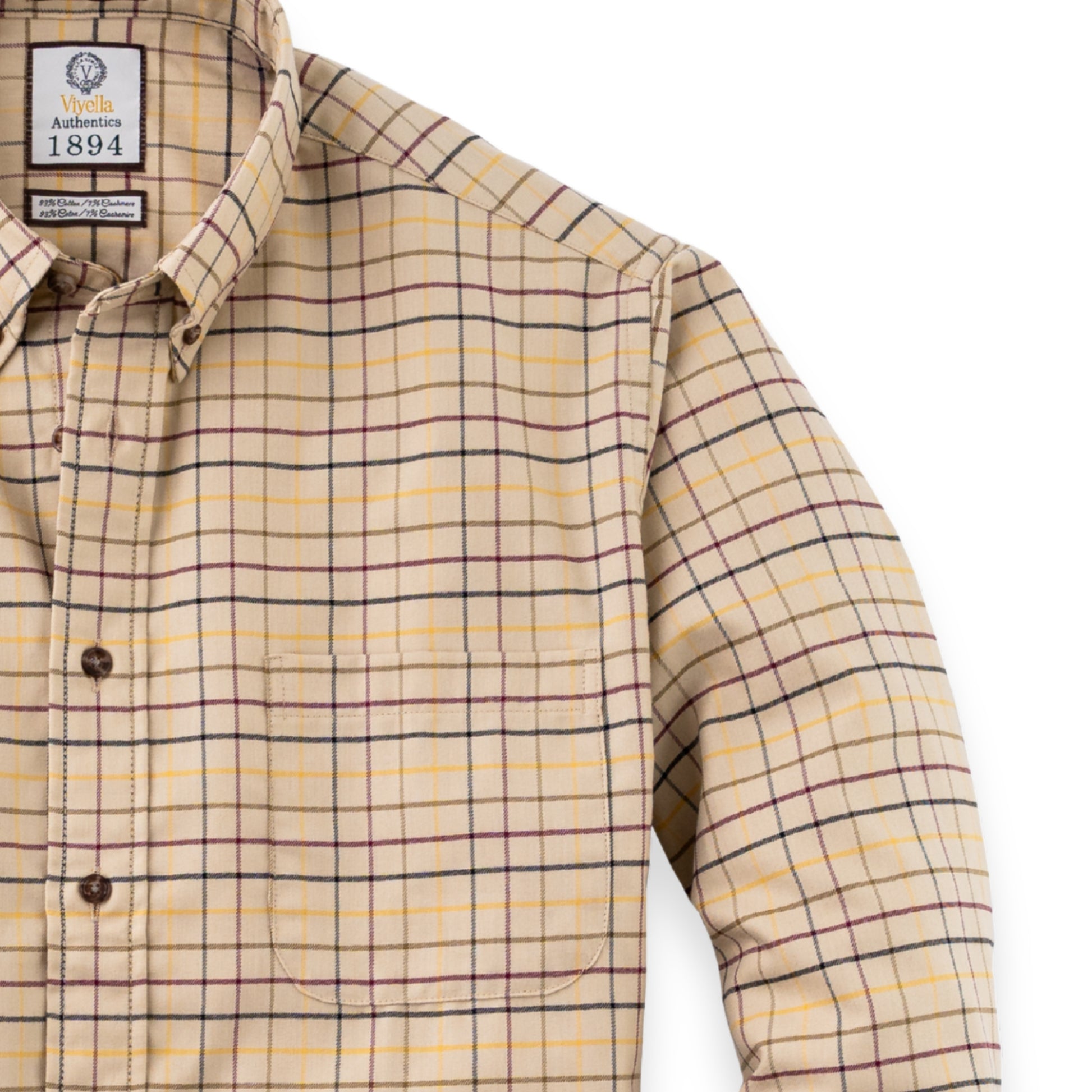 Men's Tan Tattersall Luxury Blend Viyella Shirt