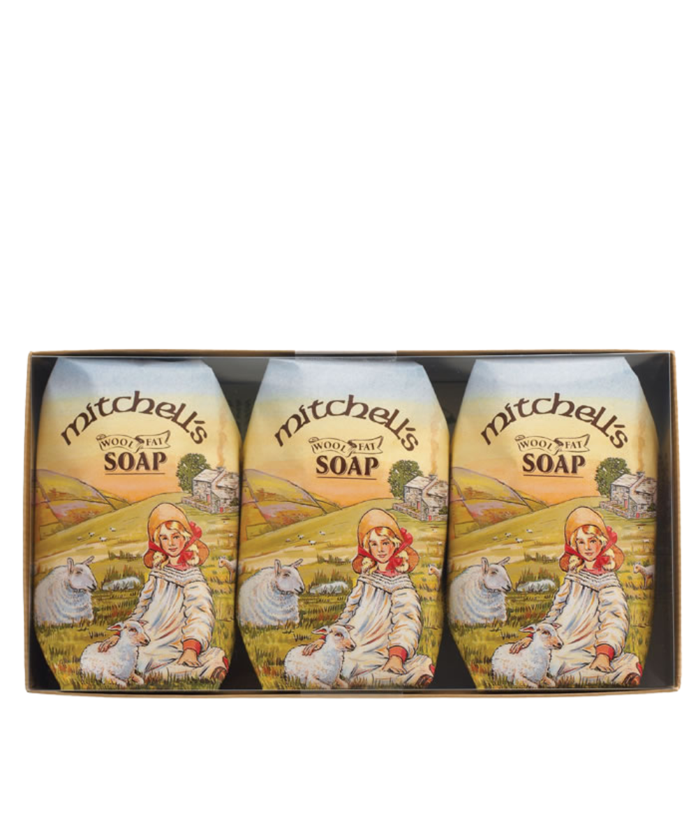 Mitchell's Wool Fat Country Scene Soap Box of Three Bars, Size Large (3 x 150g)