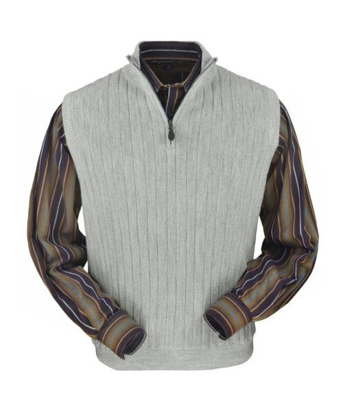 Men's Baby Alpaca & Merino Wool Quarter-Zip Vest in Light Grey Heather