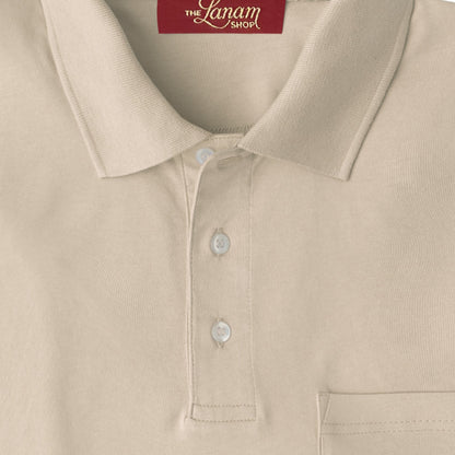 Men Short Sleeve Pima Cotton Jersey Polo with Pocket | Antique White