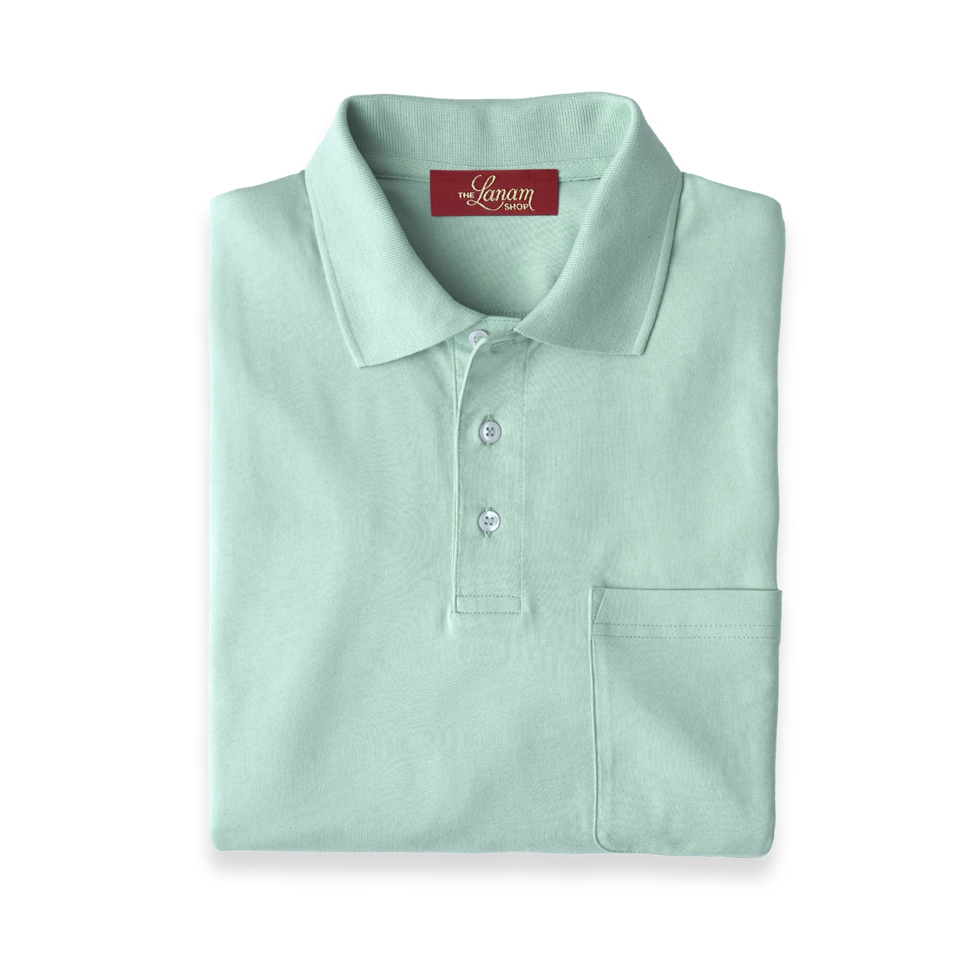 Men Short Sleeve Pima Cotton Jersey Polo with Pocket | Aqua