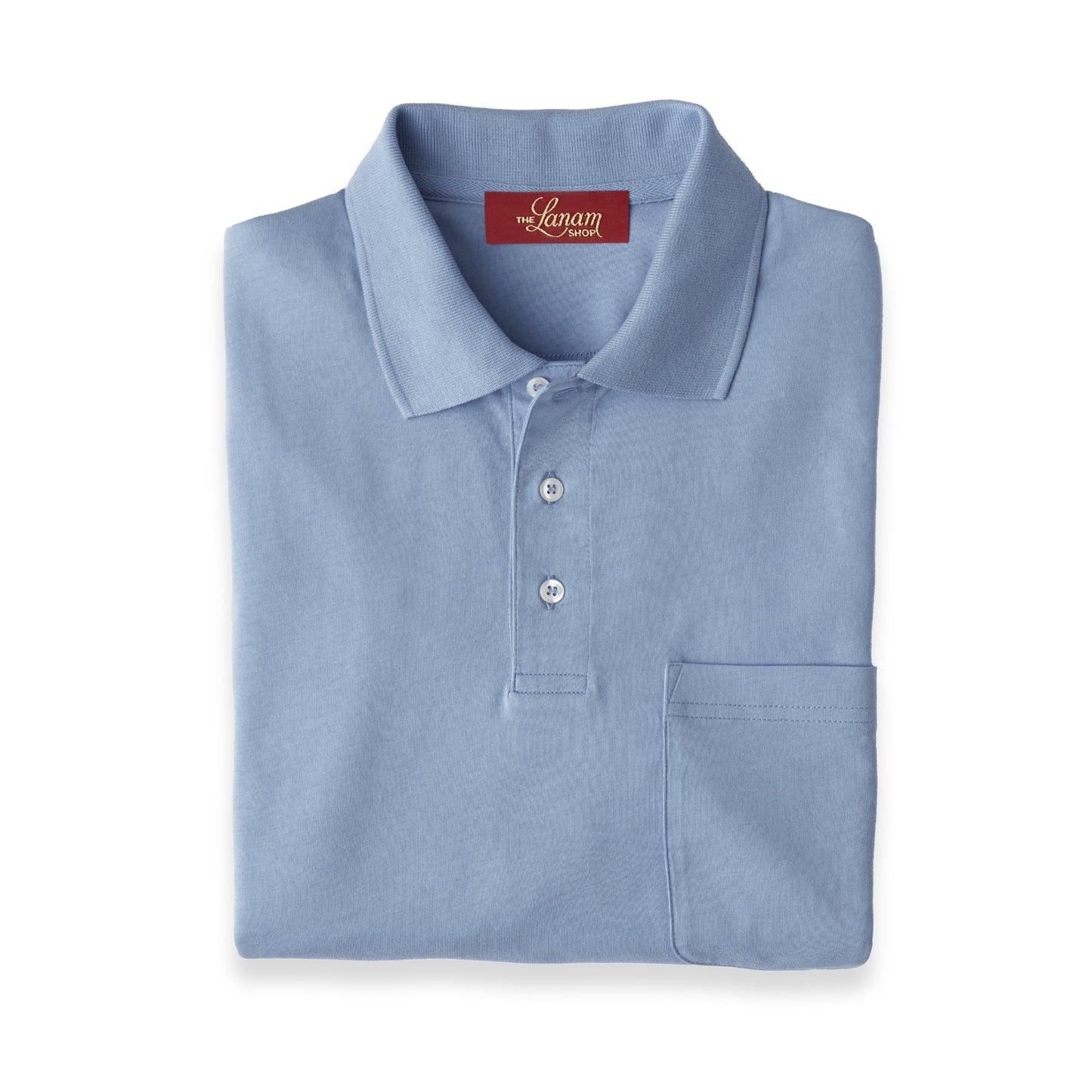 Men Short Sleeve Pima Cotton Jersey Polo with Pocket | Carolina Blue