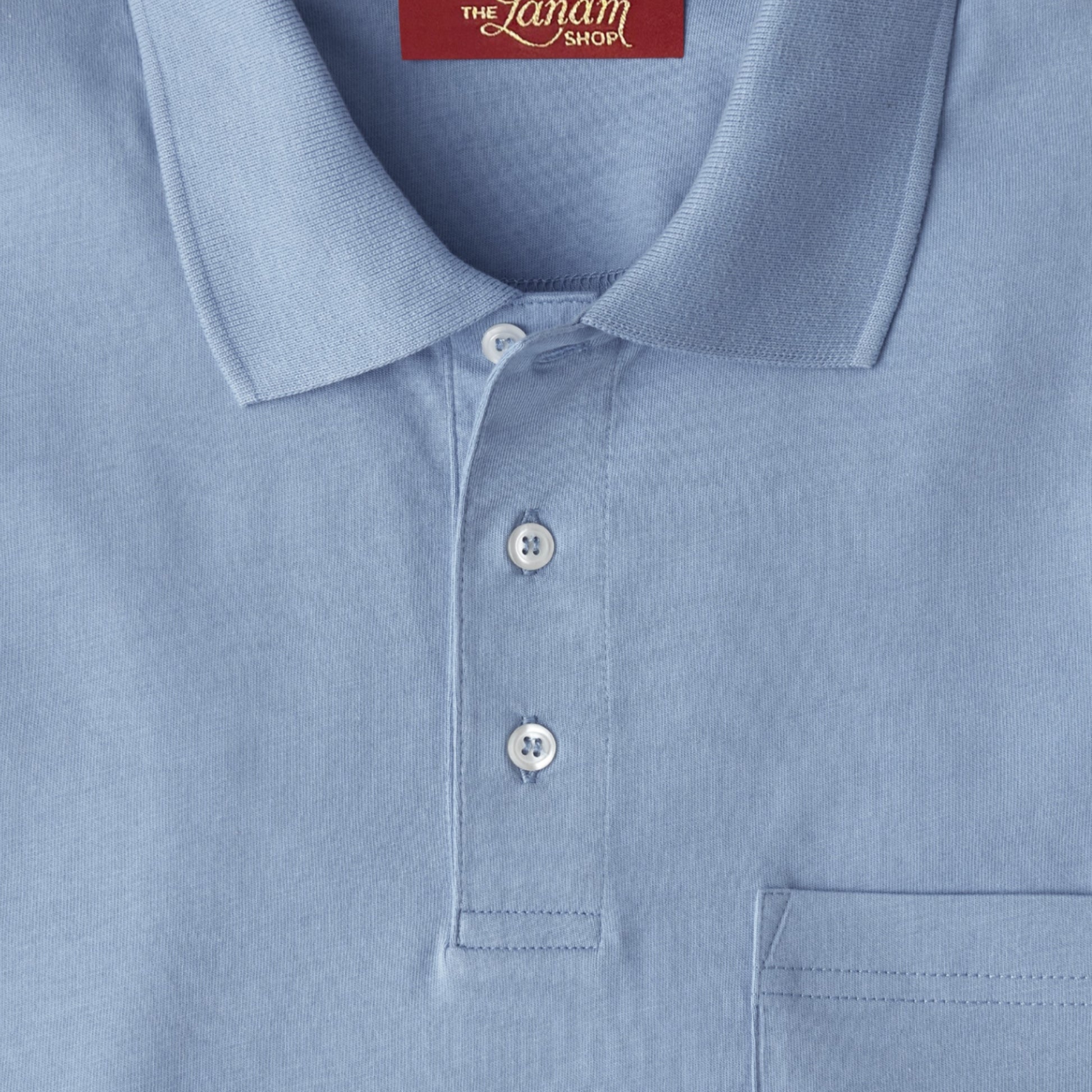 Men Short Sleeve Pima Cotton Jersey Polo with Pocket | Carolina Blue