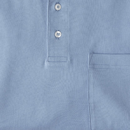 Men Short Sleeve Pima Cotton Jersey Polo with Pocket | Carolina Blue