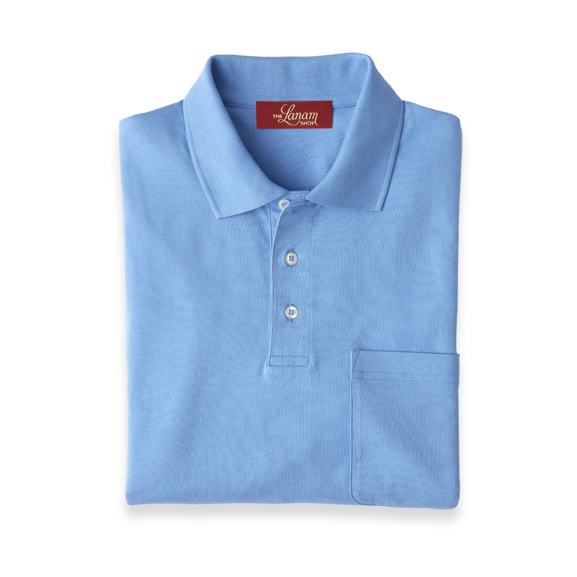 Men Short Sleeve Pima Cotton Jersey Polo with Pocket | Coastal Blue