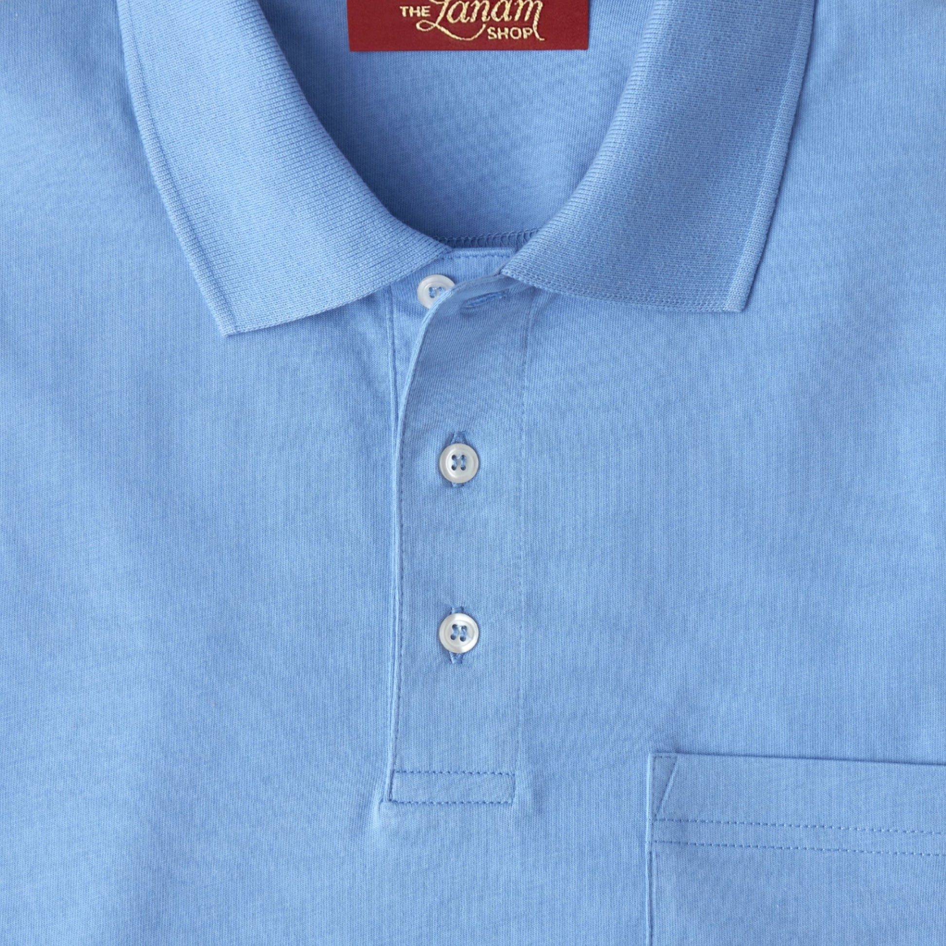 Men Short Sleeve Pima Cotton Jersey Polo with Pocket | Coastal Blue