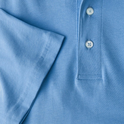 Men Short Sleeve Pima Cotton Jersey Polo with Pocket | Coastal Blue