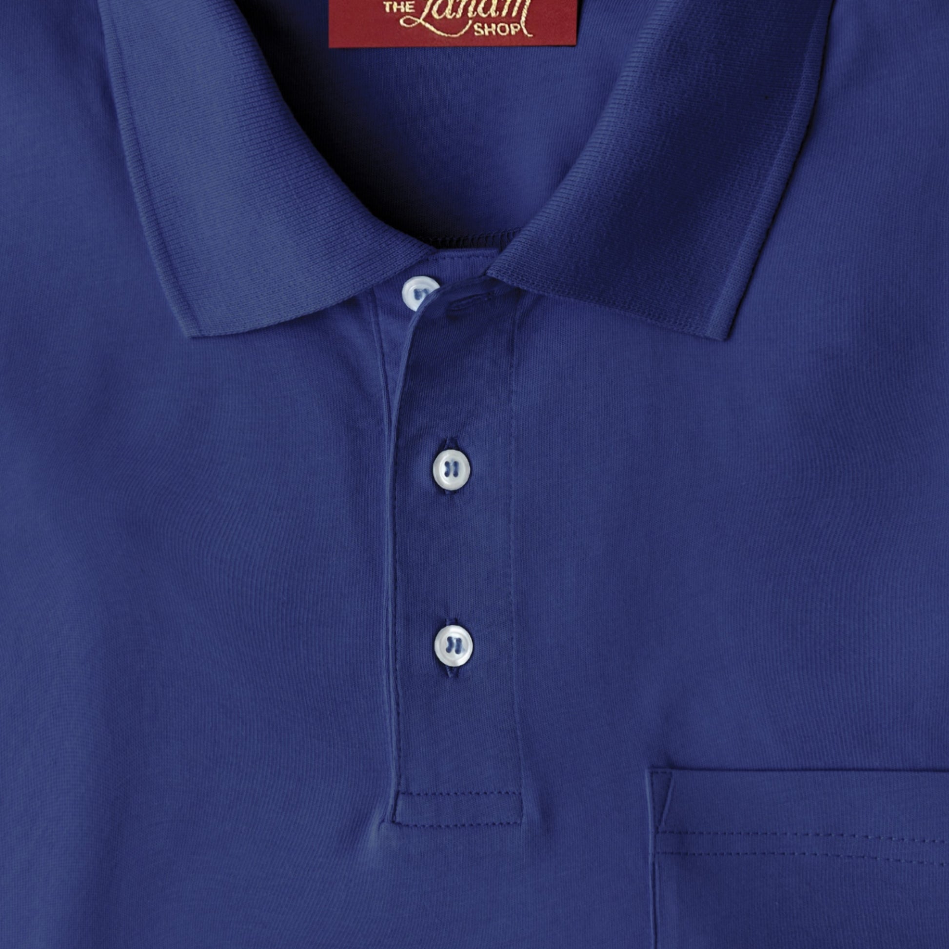 Men Short Sleeve Pima Cotton Jersey Polo with Pocket | Denim