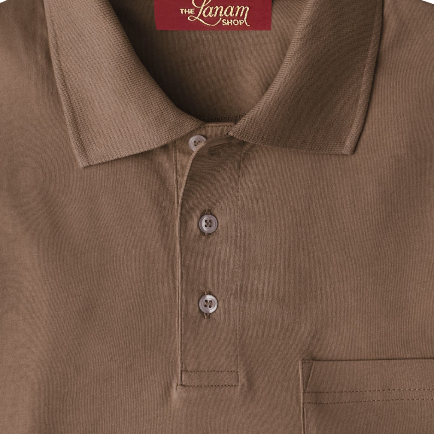 Men Short Sleeve Pima Cotton Jersey Polo with Pocket | Light Coffee