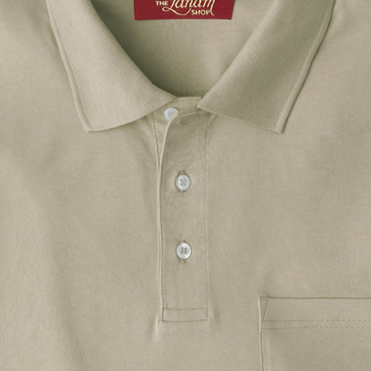 Men Short Sleeve Pima Cotton Jersey Polo with Pocket | Oatmeal