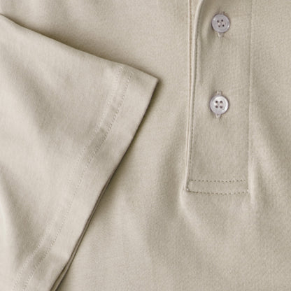 Men Short Sleeve Pima Cotton Jersey Polo with Pocket | Oatmeal