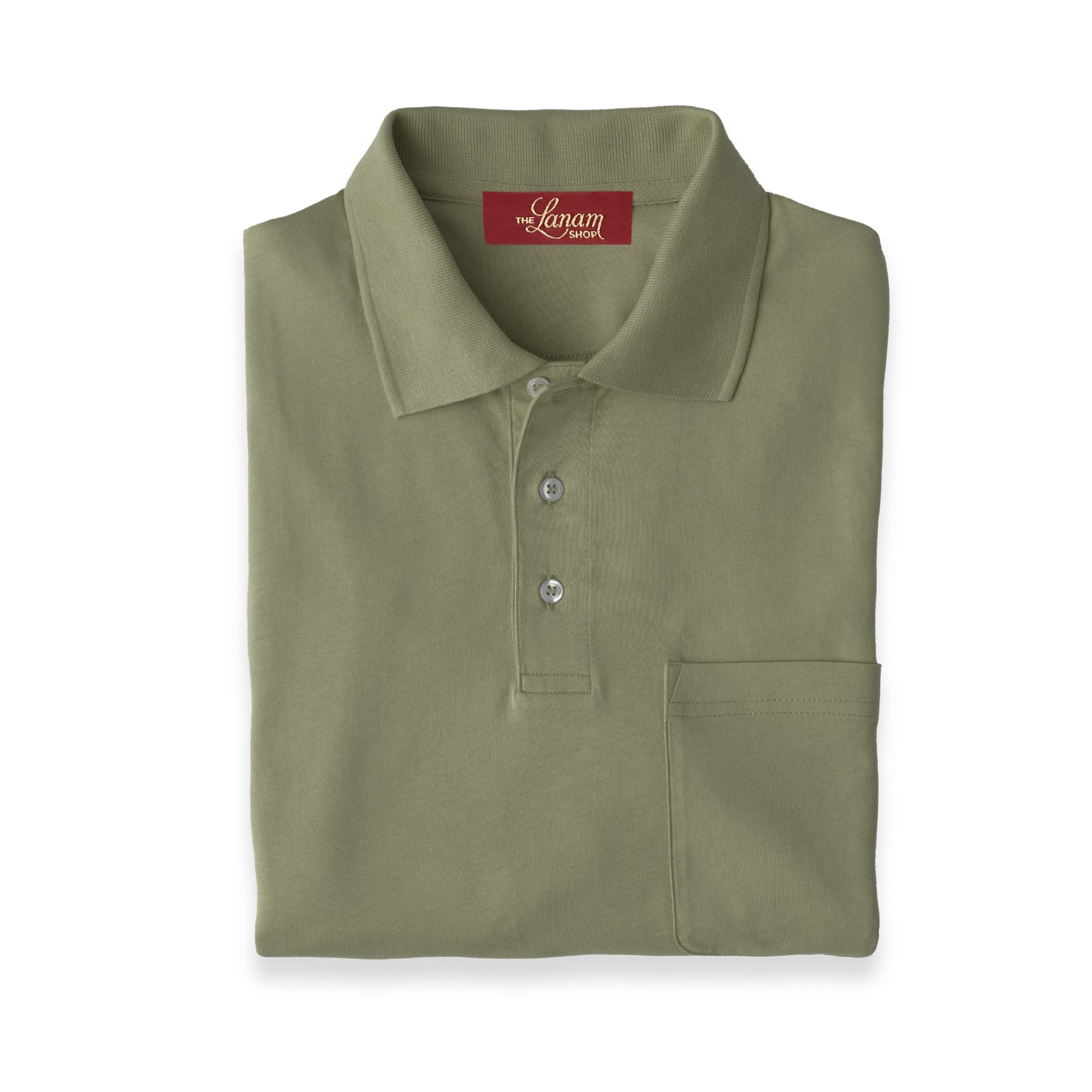 Men Short Sleeve Pima Cotton Jersey Polo with Pocket | Olive