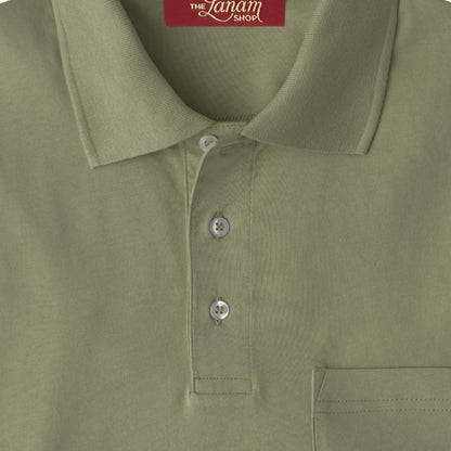 Men Short Sleeve Pima Cotton Jersey Polo with Pocket | Olive