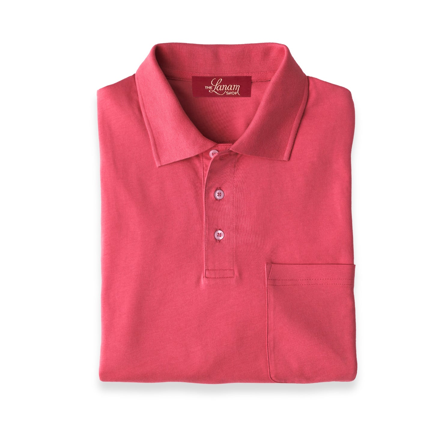 Men Short Sleeve Pima Cotton Jersey Polo with Pocket | Raspberry