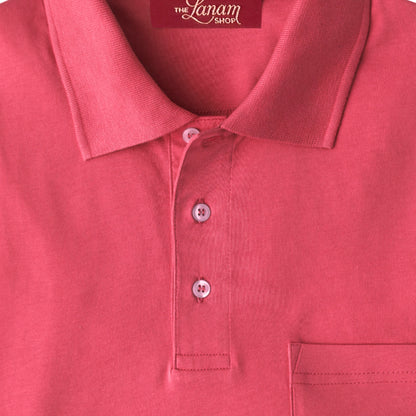 Men Short Sleeve Pima Cotton Jersey Polo with Pocket | Raspberry