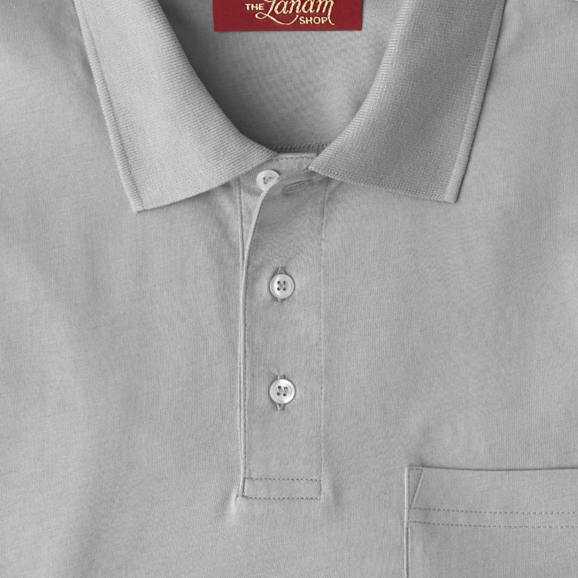 Men Short Sleeve Pima Cotton Jersey Polo with Pocket | Silver