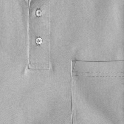 Men Short Sleeve Pima Cotton Jersey Polo with Pocket | Silver