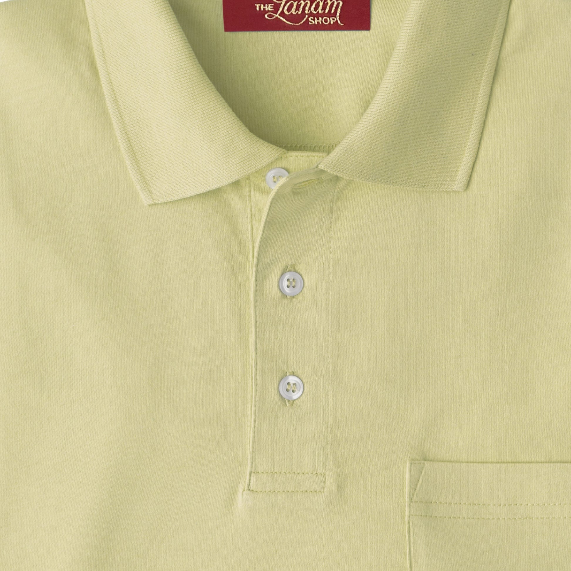 Men Short Sleeve Pima Cotton Jersey Polo with Pocket | Soft Yellow