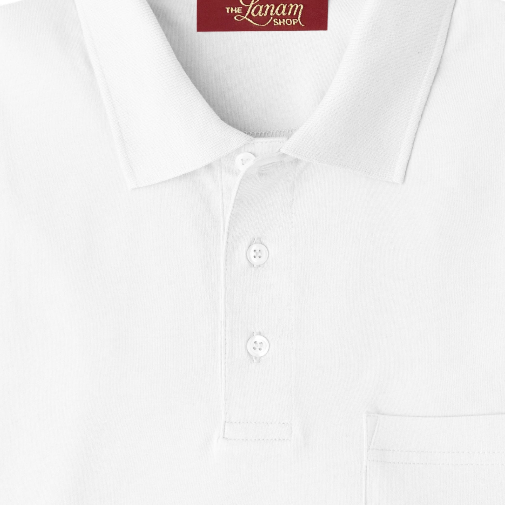 Men Short Sleeve Pima Cotton Jersey Polo with Pocket | White