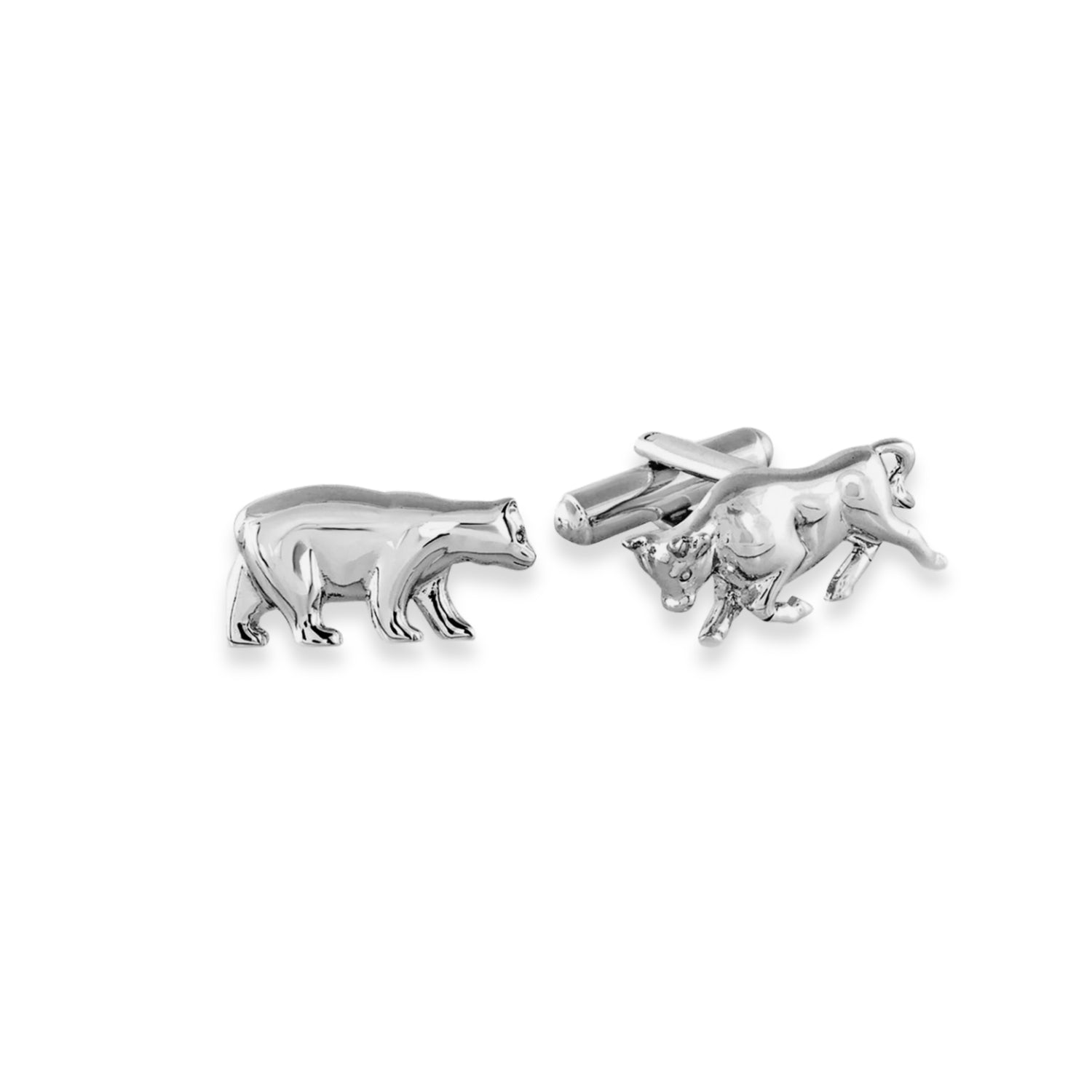 Sterling Silver Bull & Bear Cufflinks