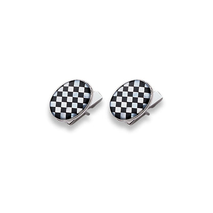 Sterling Silver Checkerboard Cufflinks