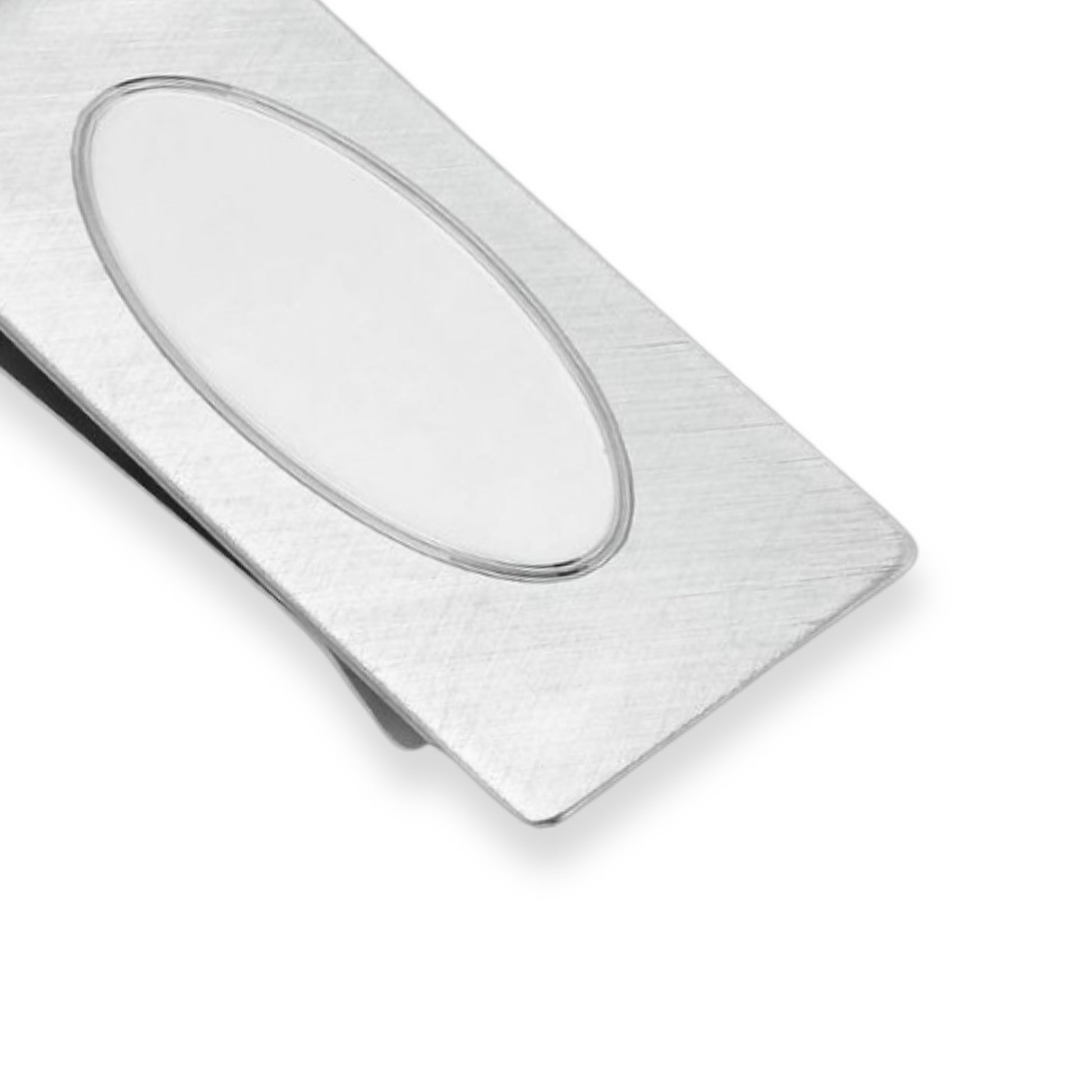 Sterling Silver Money Clip with Florentine Finish and Oval Signet