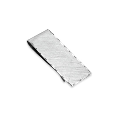 Sterling Silver Money Clip with Florentine Pattern and Scalloped Edge