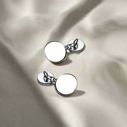 Carrs Silver Sterling Silver Oval Chain Cufflinks