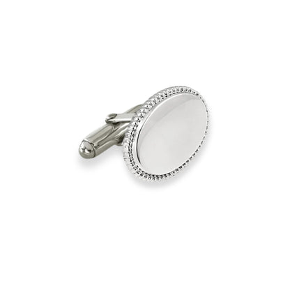 Sterling Silver Oval Cufflinks with Beaded Edge