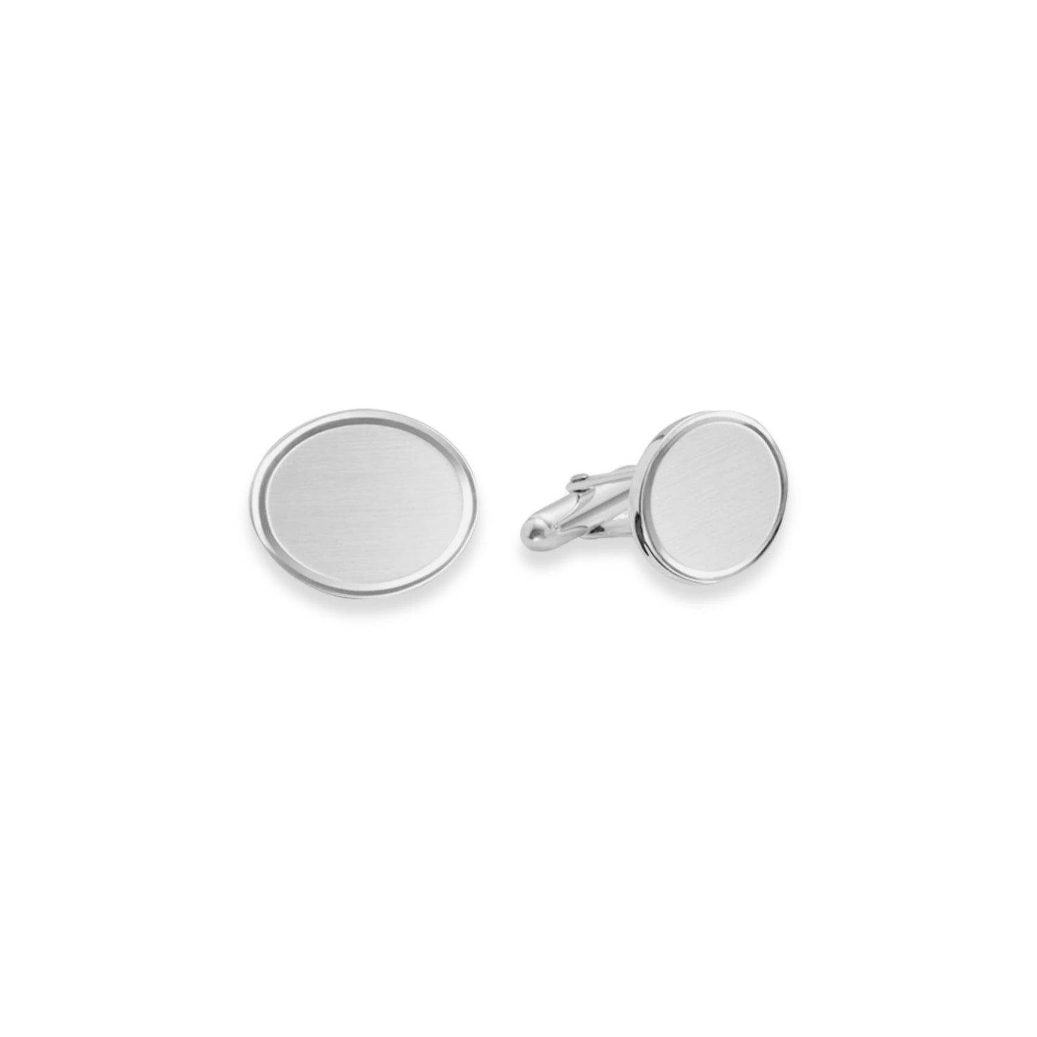 Sterling Silver Oval Cufflinks with Brushed Finish