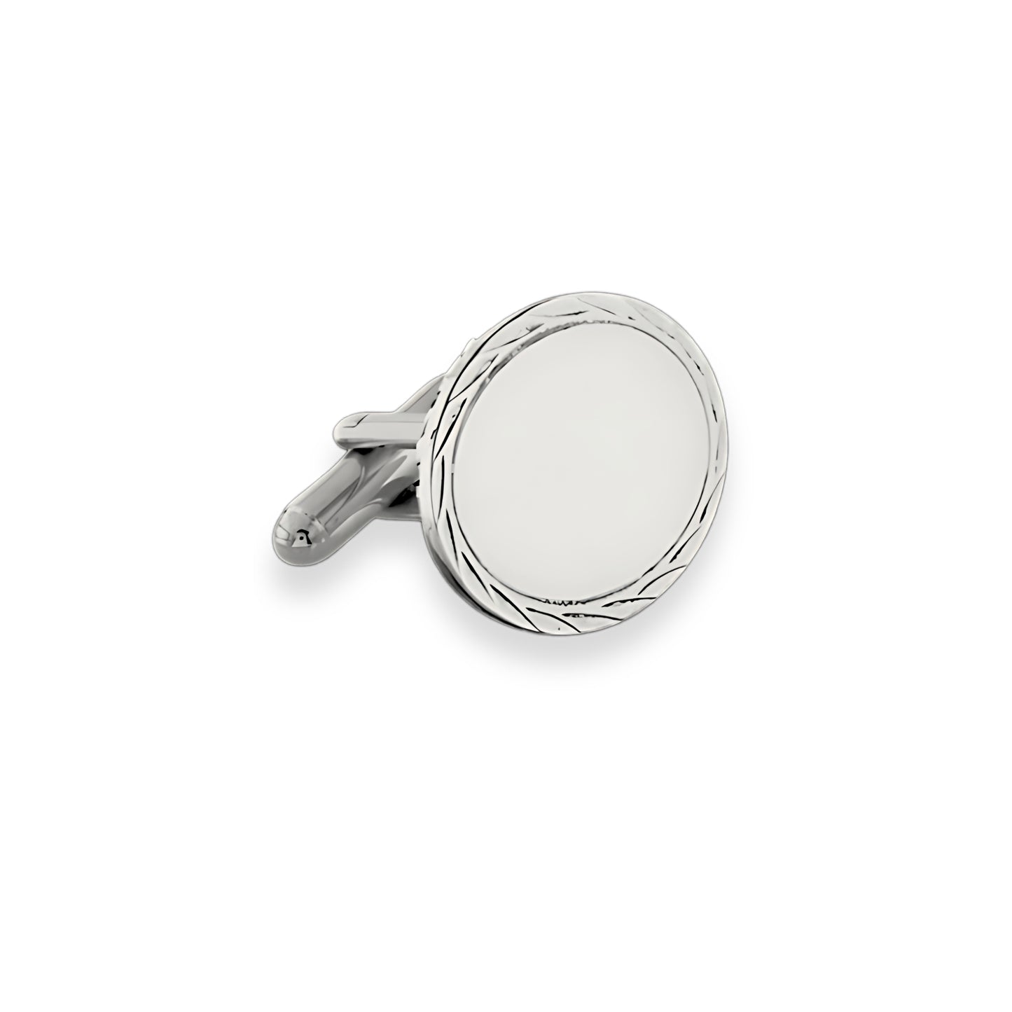 Sterling Silver Oval Cufflinks with Feathered Edge