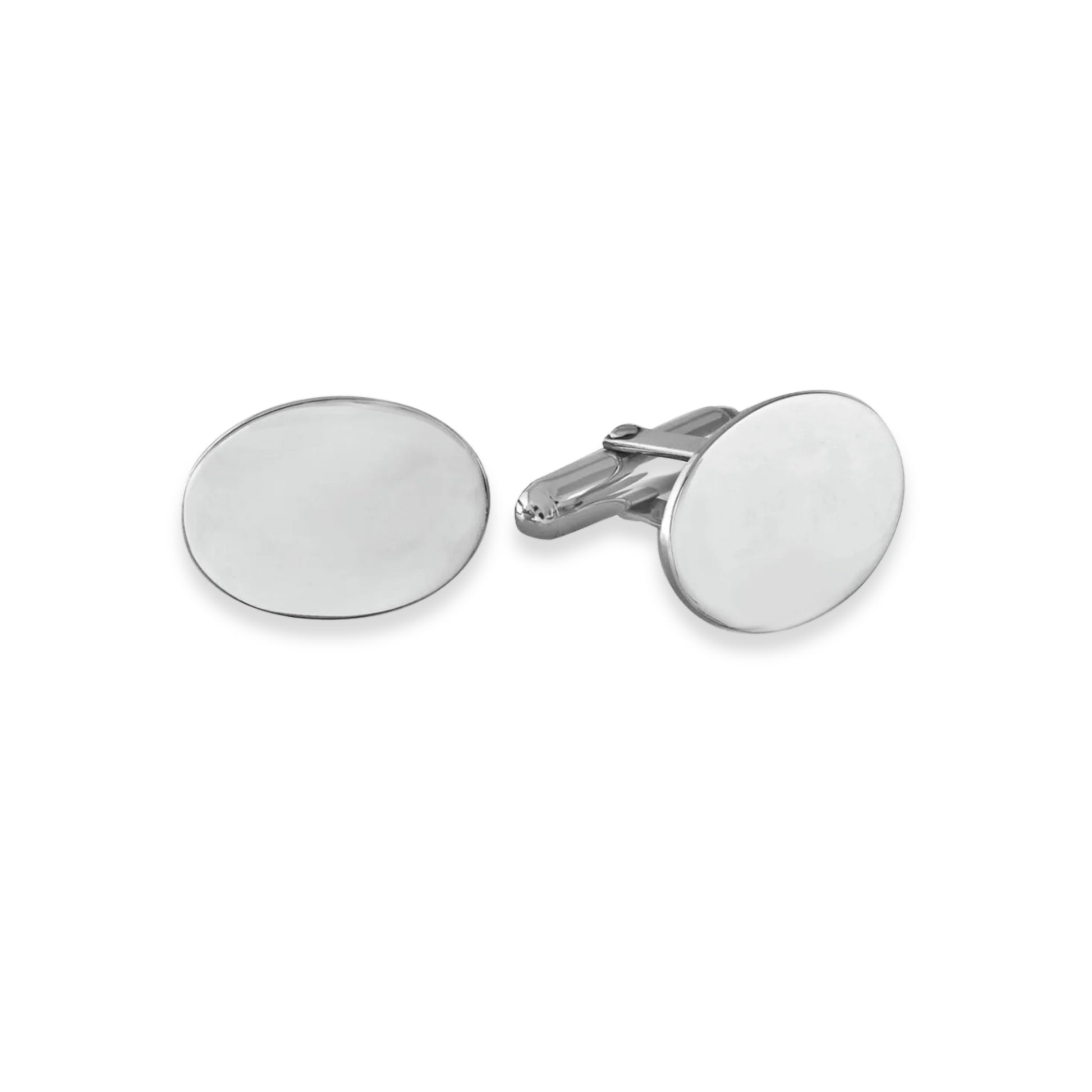 Sterling Silver Oval Cufflinks with Plain Front