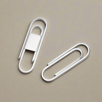Sterling Silver Paper Clip Money Clip with Signet
