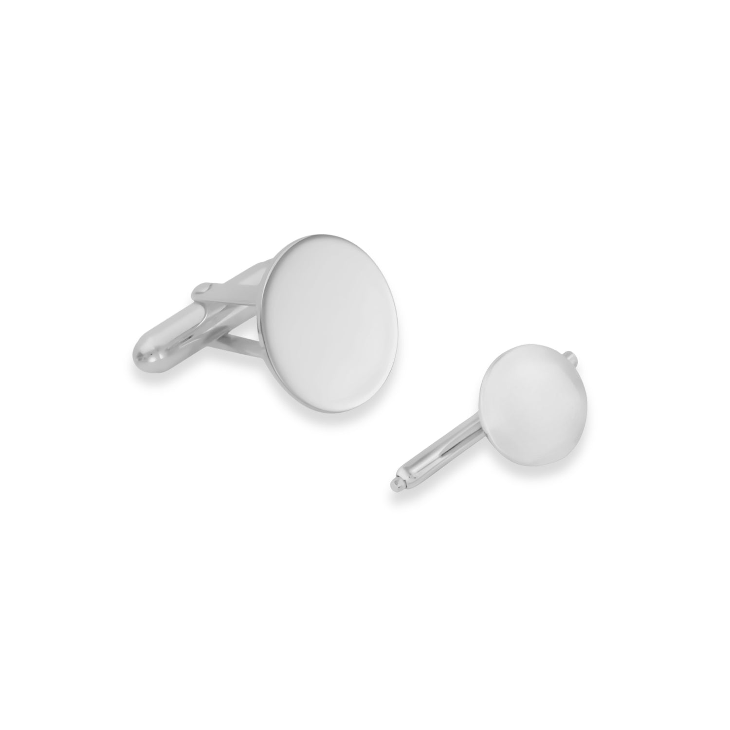 Sterling Silver Plain Tuxedo Stud Set