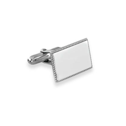 Sterling Silver Rectangular Cufflinks with Beaded Edge