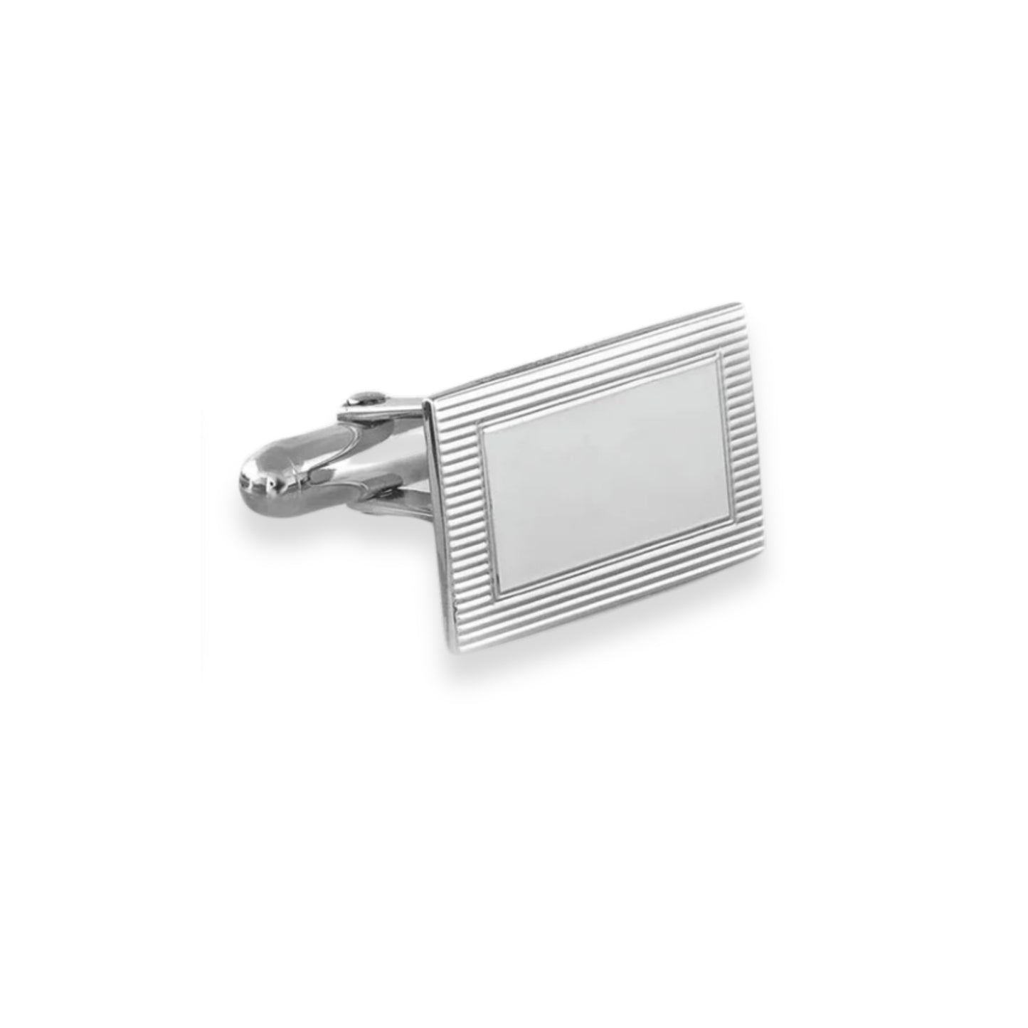 Sterling Silver Rectangular Cufflinks with Engine Turned Design