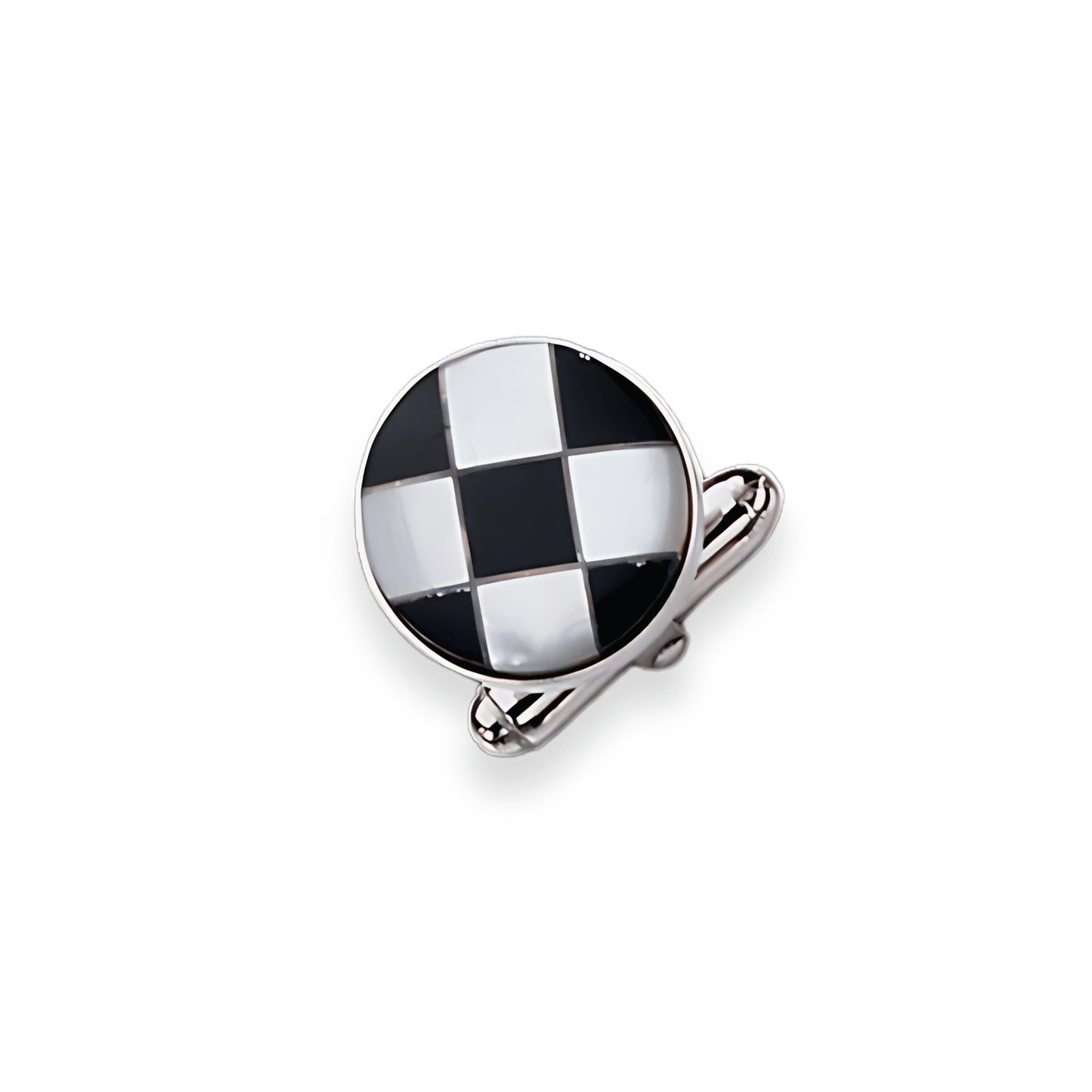 Sterling Silver Round Checkerboard Cufflinks
