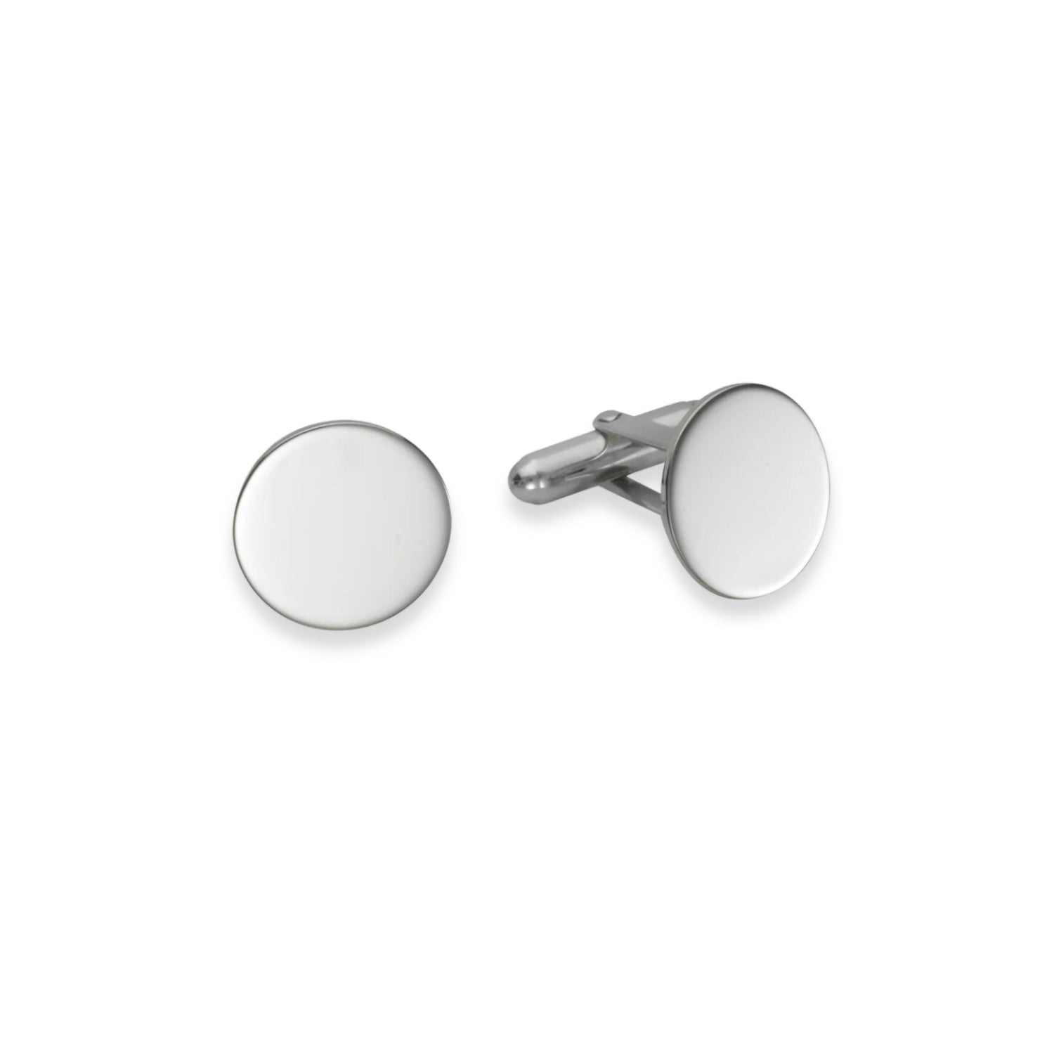 Sterling Silver Round Cufflinks with Plain Front