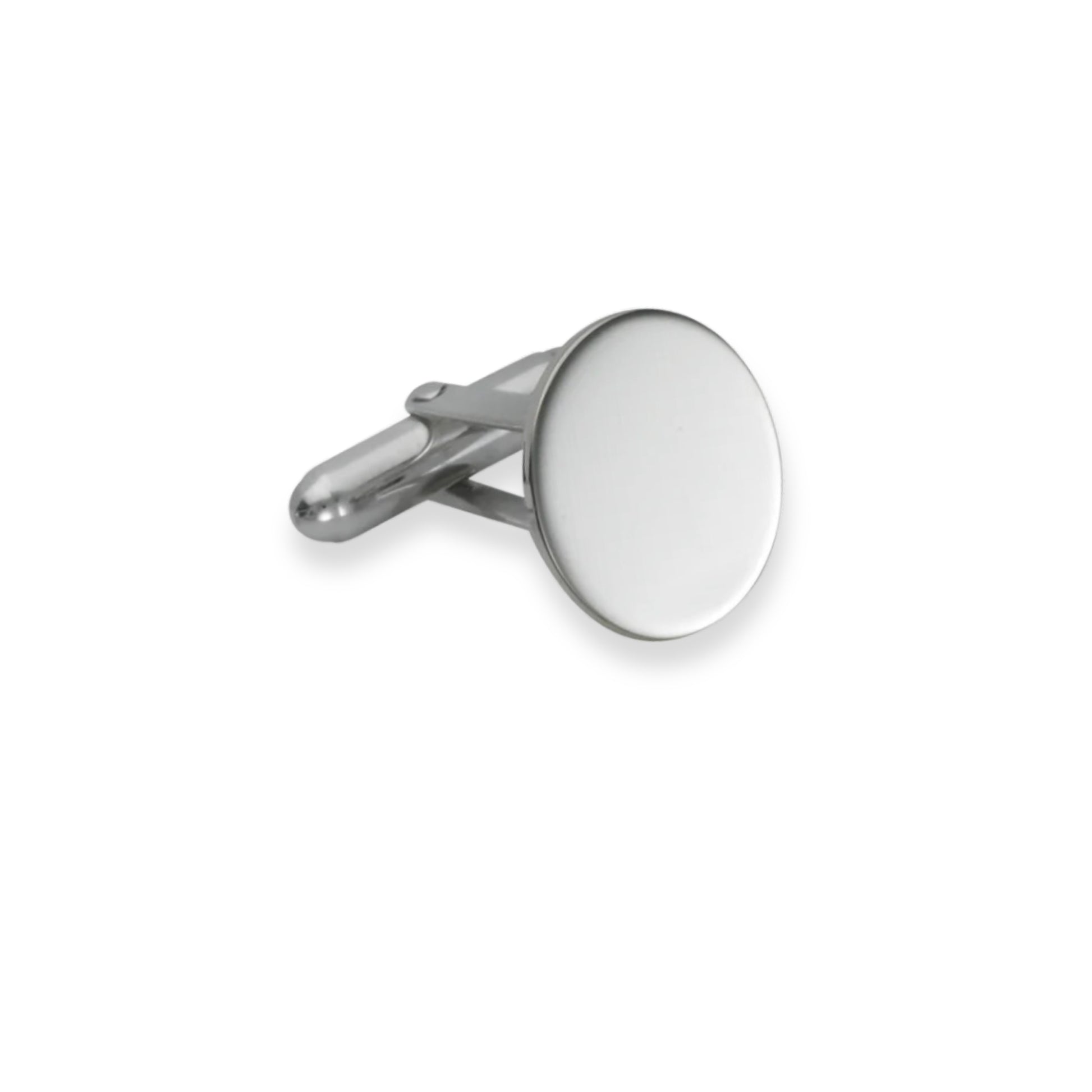 Sterling Silver Round Cufflinks with Plain Front