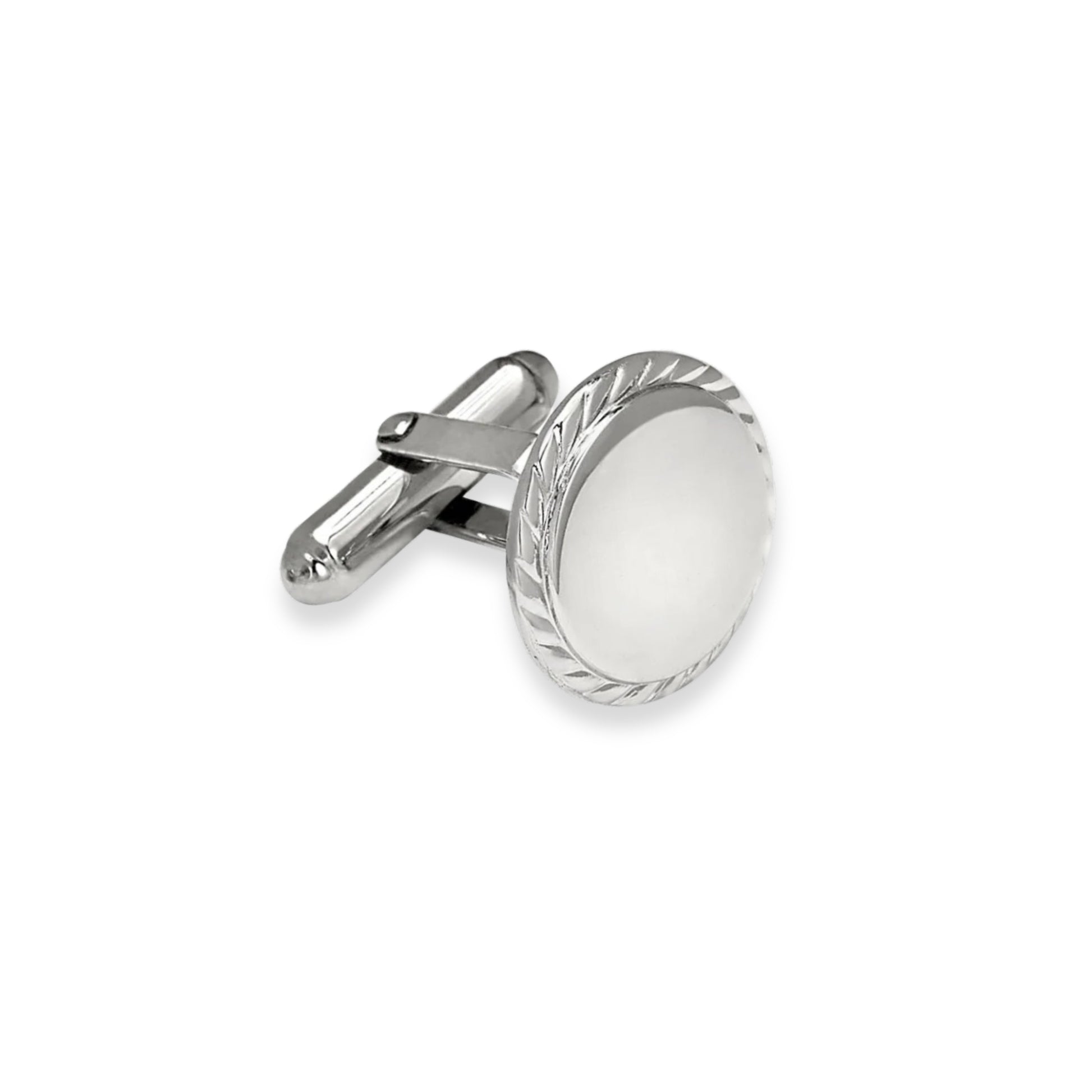 Sterling Silver Round Cufflinks with Rope Edge