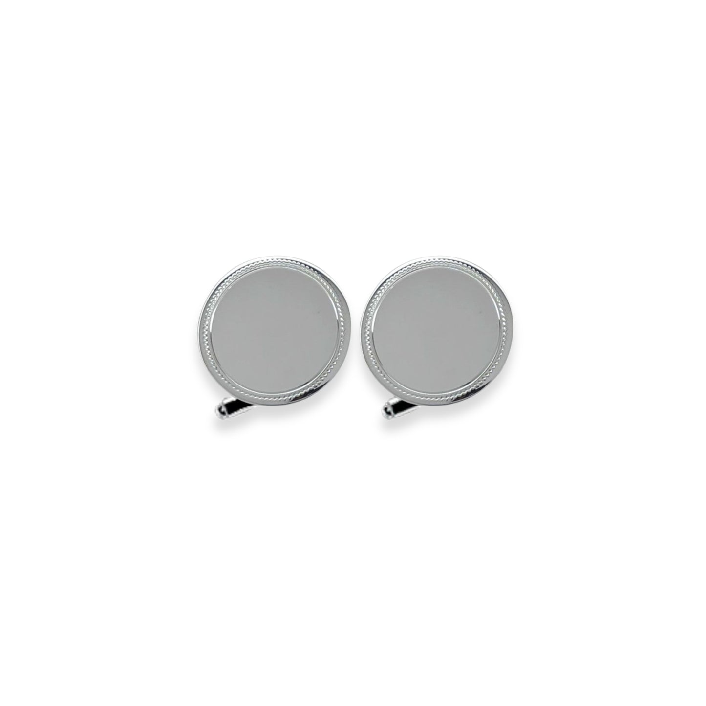 Sterling Silver Round Cufflinks with Wriggled Engine Turned Design
