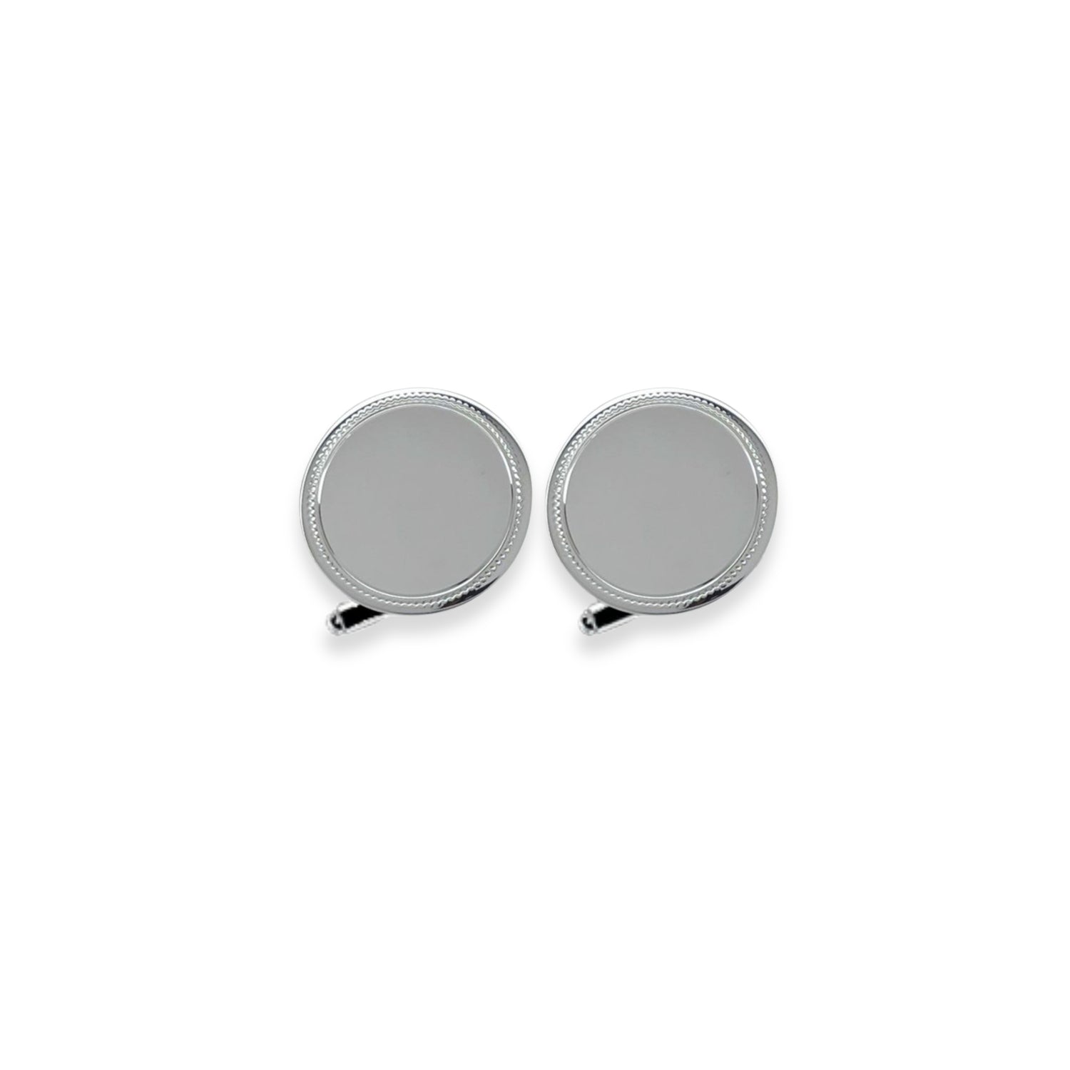 Sterling Silver Round Cufflinks with Wriggled Engine Turned Design