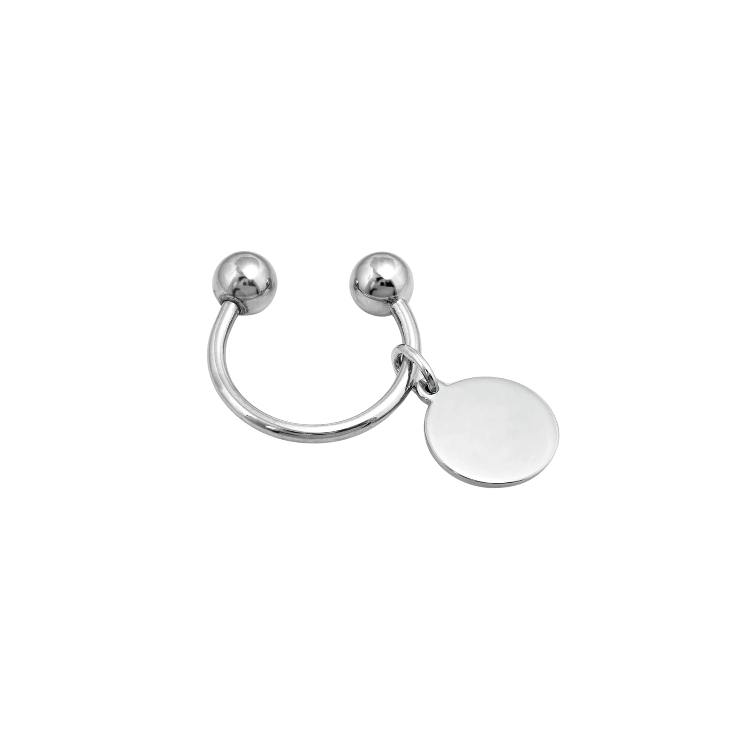 Sterling Silver Round Key Ring with Screw Ball