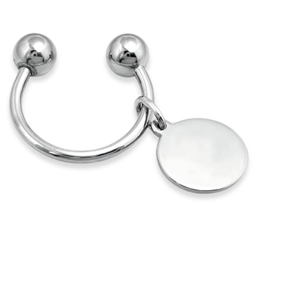 Sterling Silver Round Key Ring with Screw Ball