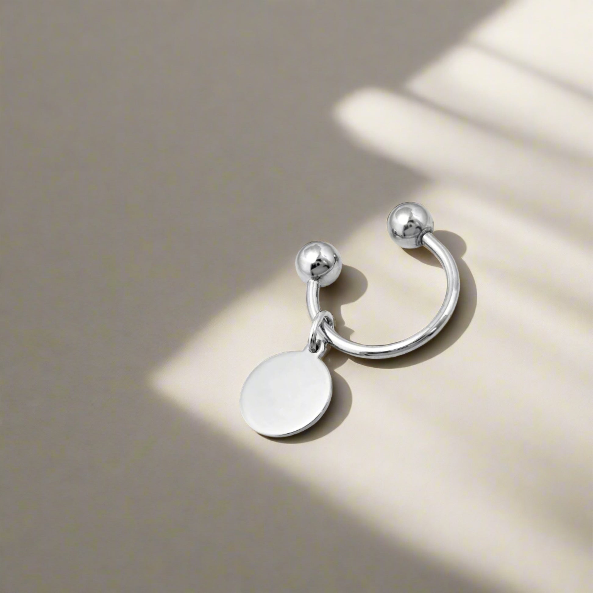 Sterling Silver Round Key Ring with Screw Ball