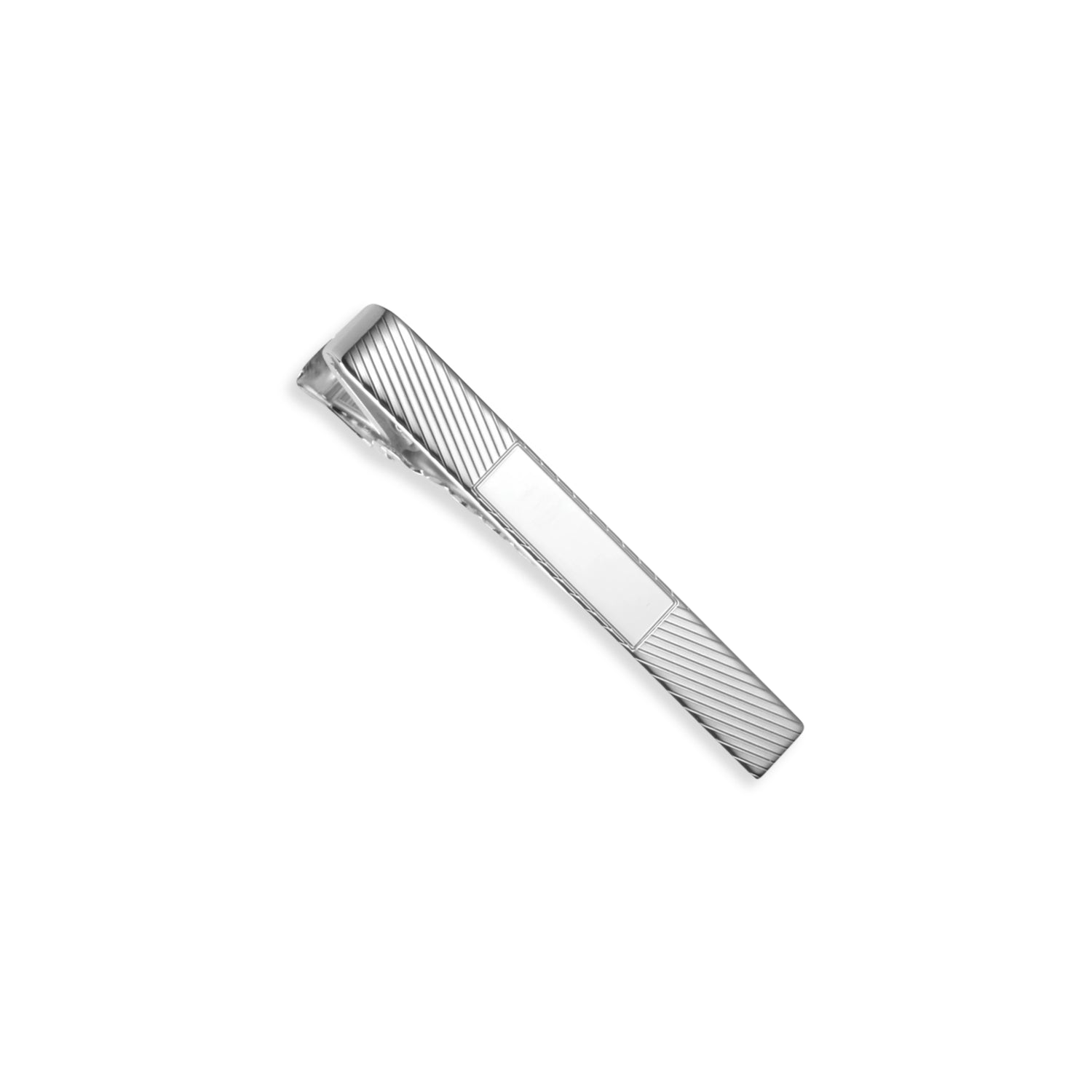 Sterling Silver Tie Bar with Diagonal Engine Turned Design