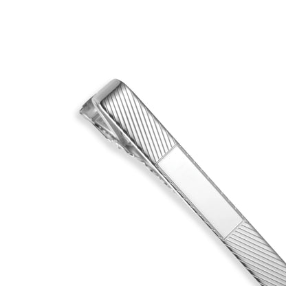 Sterling Silver Tie Bar with Diagonal Engine Turned Design