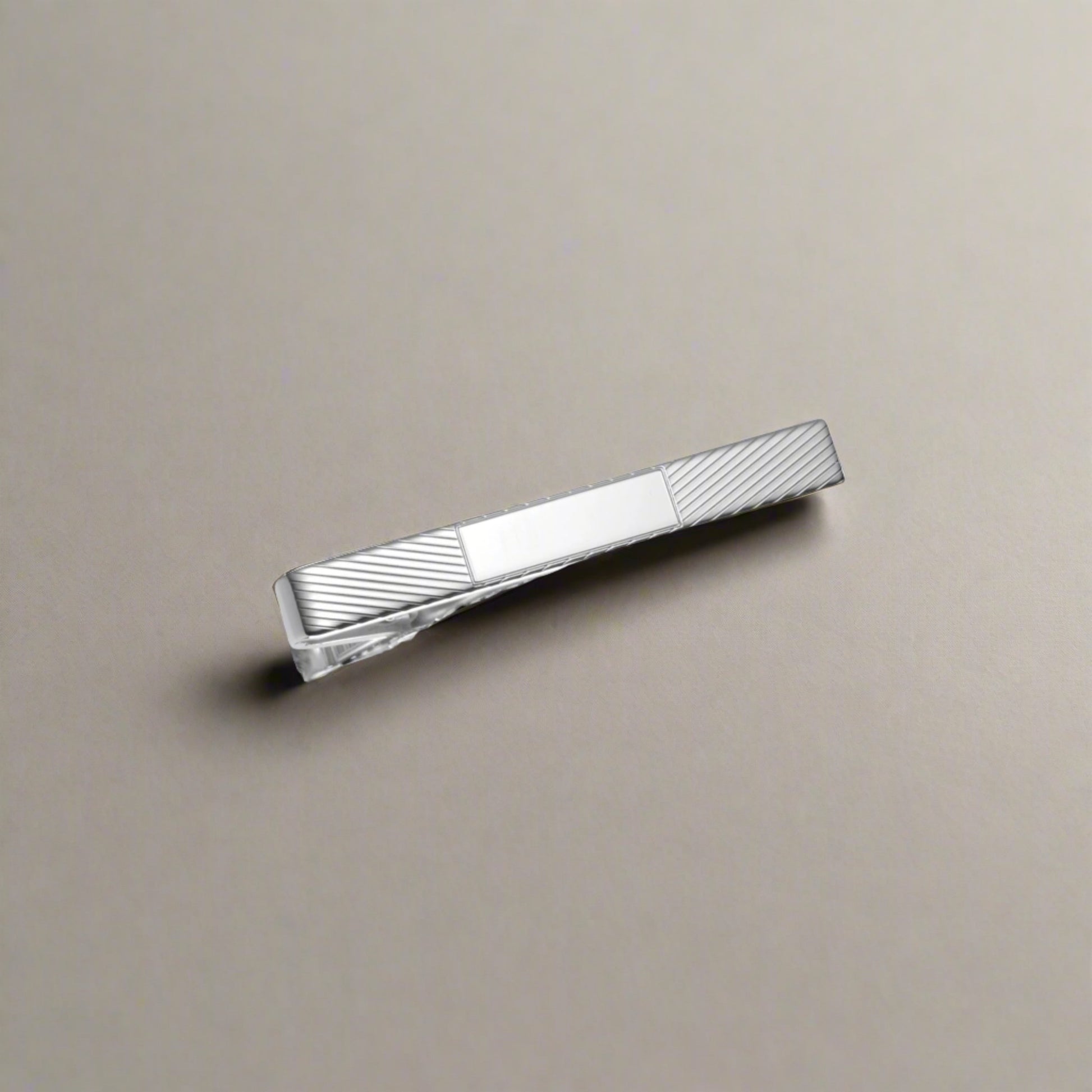 Sterling Silver Tie Bar with Diagonal Engine Turned Design