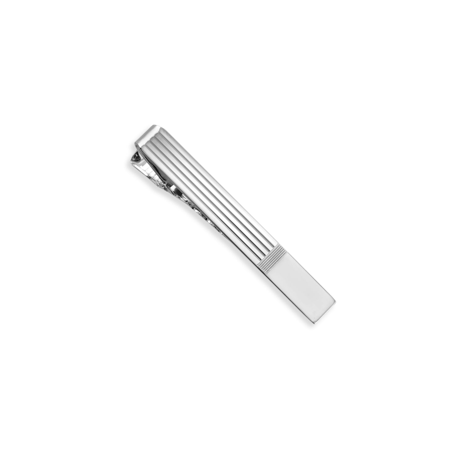 Sterling Silver Tie Bar with Engine Turned Design and End Signet