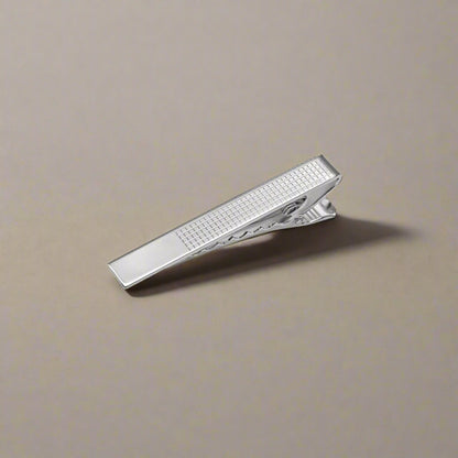 Sterling Silver Tie Bar with Grid Design